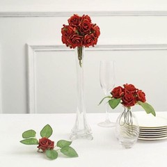 24 TERRACOTTA 2″ Mini FOAM ROSE Flowers Stems Wedding Events Decorations