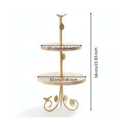 Double-Level Dessert Stand Decorative Dessert Stand Featuring Wooden Shelves