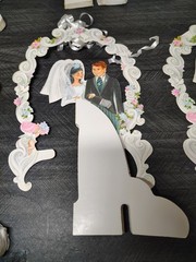 Vtg Hallmark Wedding Centerpiece 6os 70s Honeycomb Bride Groom Arch Lot Of 6