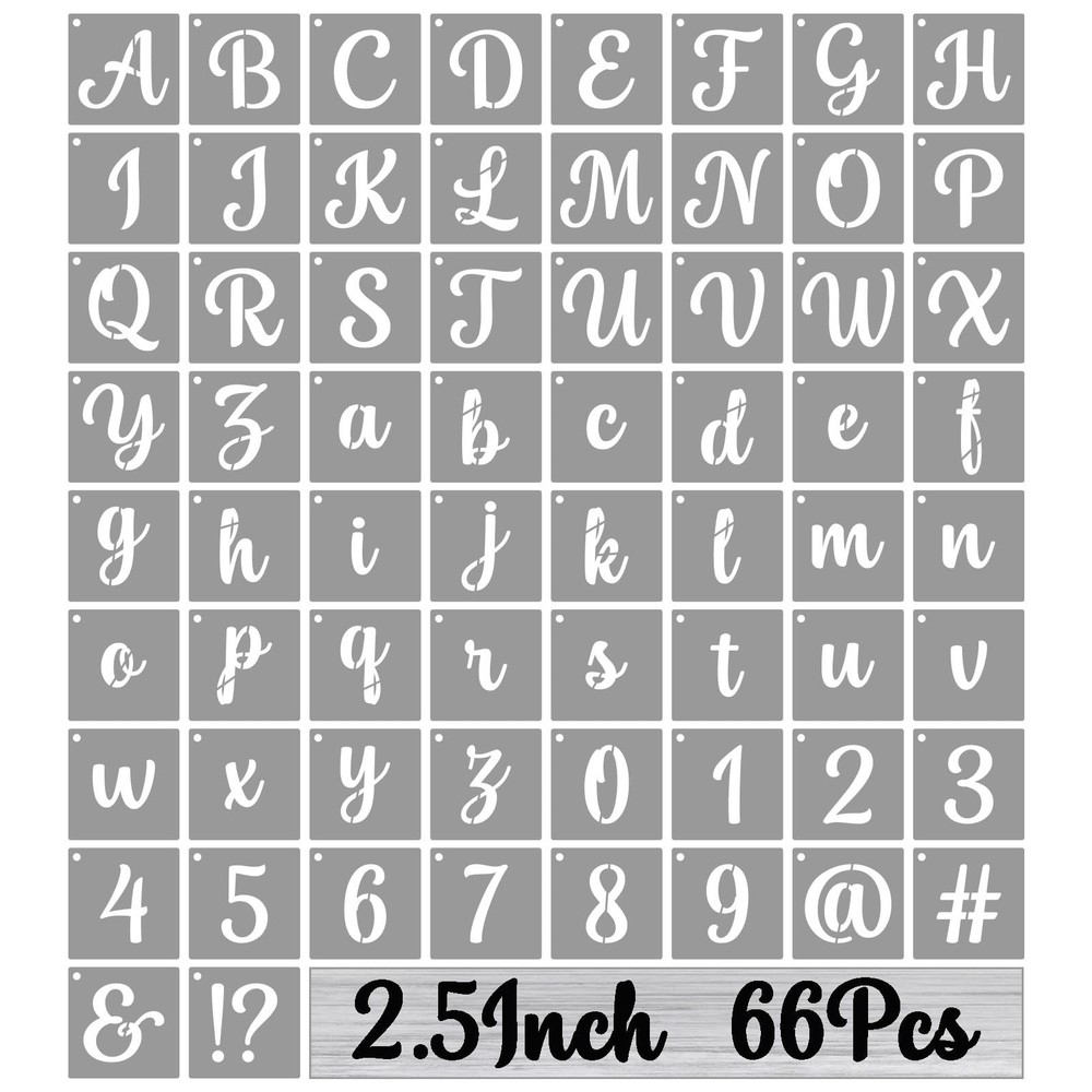 BAMIDELE 2.5 Inch Alphabet Letter Stencils for Painting, 66 Pcs Reusable Plas…
