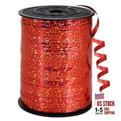 500 Yards Ribbon Crimped Curling, Balloon String Shiny Metallic Roll for Red