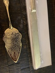 International Silver Company Gold Plated Knife And Cake Server Set