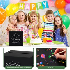 1 Pack Black and Silver Foil Card Box for Party, 8.7″ Black Gift Card Box Mon…