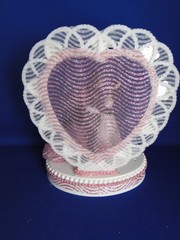 New Medium Dark skin Bride & Groom Wedding CakeTop, pink decor & heart, #334