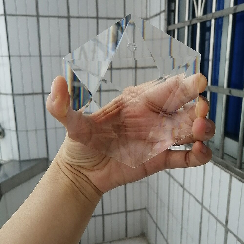 1PCS 100MM Clear Glass Crystal Large Hexagram Prisms Pendant SunCatcher Fengshui