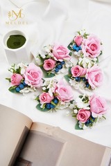 Meldel Pink Pocket Boutonniere for Men Wedding, Set of 6, Prom Corsages Flowe…