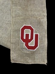 University of Oklahoma (OU) Burlap Chair Sash / Wreath Sash (2 Logos) 55k Stitch