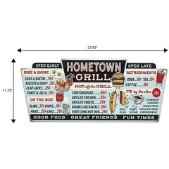 Hometown Grill Menu Metal Wall Decor – Large Distressed Menu Sign for Kitchen…