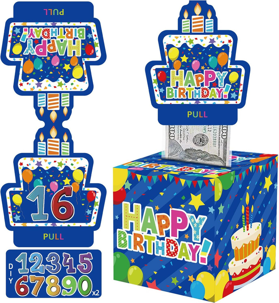 Birthday Money Box for Cash Gift with DIY Stickers，A Surprising Money Gift Box w