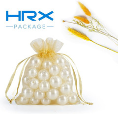 100pcs Little Gold Organza Bags 3 x 4 inch, Mesh Jewelry Pouches Drawstring Empt
