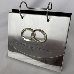 Malden Photo Album Silver Tone 4×6 Wedding Flip Display ~ With This Ring