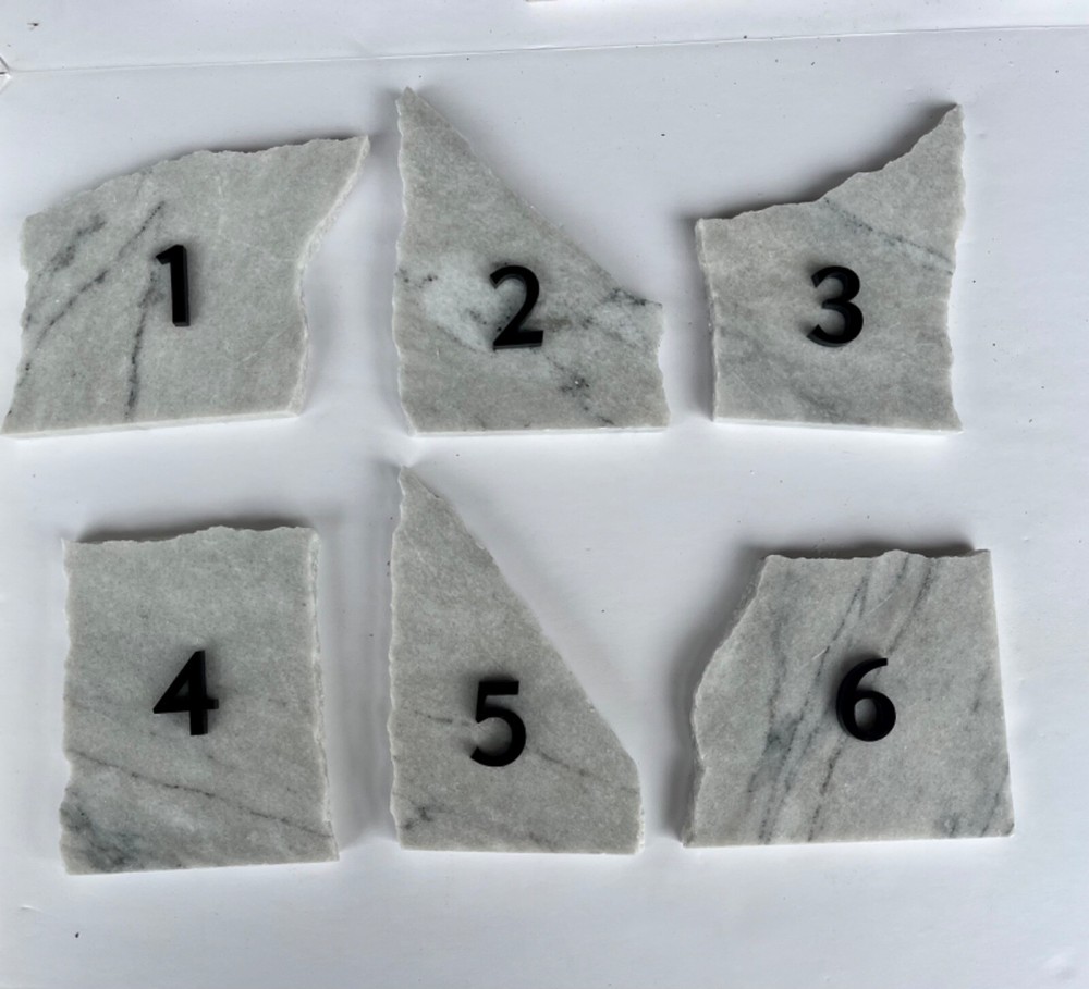 1-6 Marble Table Numbers + 5 Marble Styling Pieces