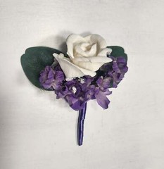 Purple Ivory Rose Calla Lily Sola Bridal Wedding Bouquet Accessories