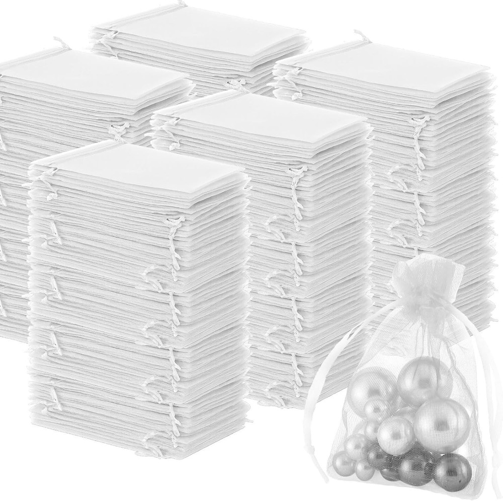 1000 White Organza Gift Bags 4×6 Inches – Drawstring Pouches