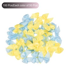 100 x Mini Ribbon Bows 1″ Mini Fabric Satin Ribbon Flower Bows Blue & Yellow
