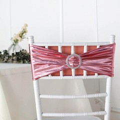75 Metallic Spandex Chair Sashes with Silver Buckles Party Wedding Decorations
