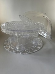 Acrylic Cake Stand with Dome Lid 14 Inch, Clear Serving Platter Holder