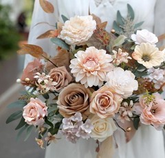 Artificial Flowers Combo Set Fake Flower Leaf Box with Brown & Nude Color