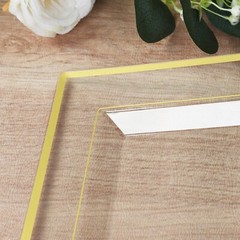 10 CLEAR GOLD Rectangular Plastic Serving Trays with Gold Rim Party Decorations