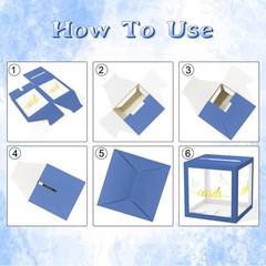 8.7 Inch Navy Blue Clear Gold Card Box Wedding Reception Money Holder Birthday