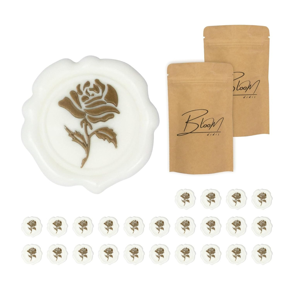 Wax Seal Stickers Self Adhesive for Wedding Invitations and Envelopes Gold Flora
