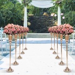 10Pcs Trumpet Vase Wedding Centerpiece Flower Stand Metal Vintage Flowers Decor