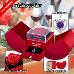 Dfilio Preserved Red Real Rose with I Love You 09. September(sapphire)