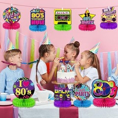 9 Pieces 80’s Retro Party Supplies 1980 6 x 8 inches, Multicolor
