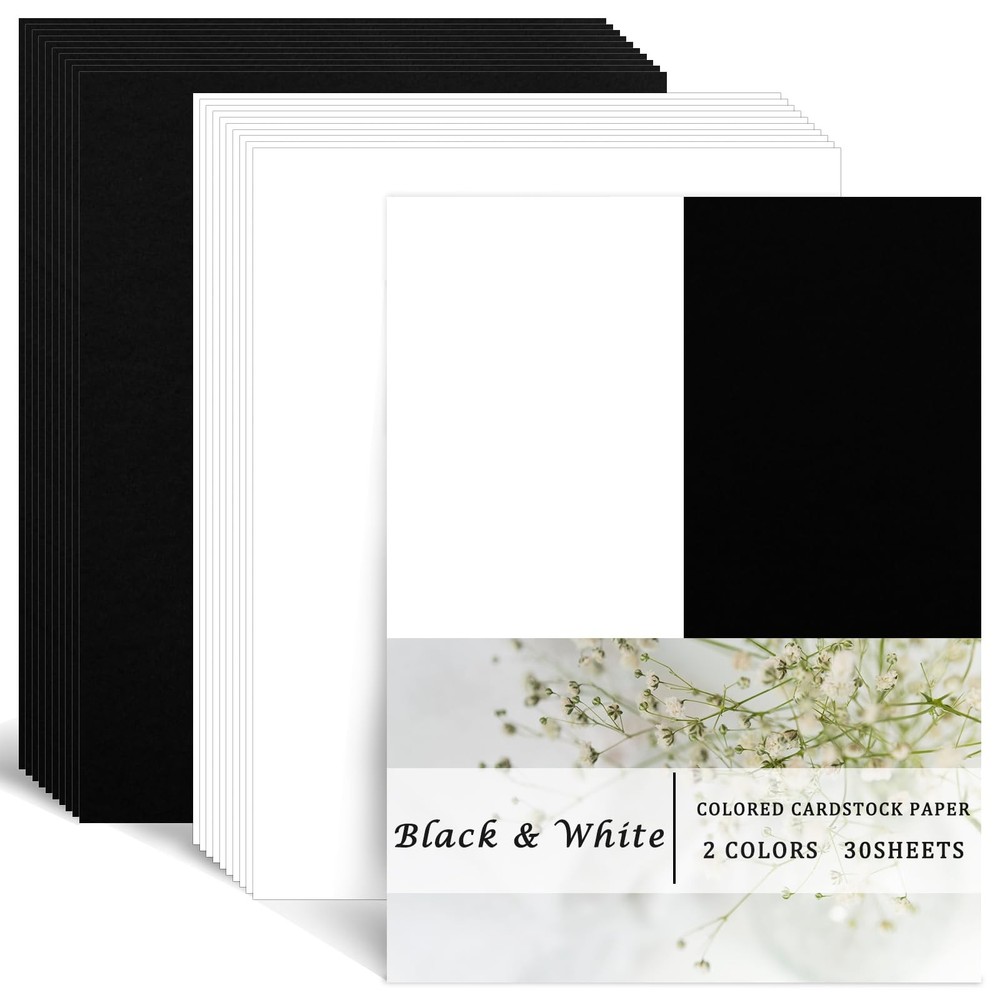 Whaline 30 Sheets 8.5 x 11 Inch Black White Card x 11 inches,