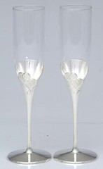 Lenox True Love Crystal & Silver Bride & Groom Wedding Toasting Flutes ~ NIB