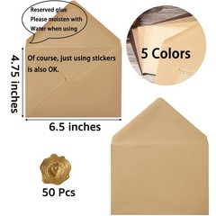 Toperd 50 Pack Colored A6 Invitation Envelopes 6 1/2 x 4 3/4 inches, Brown