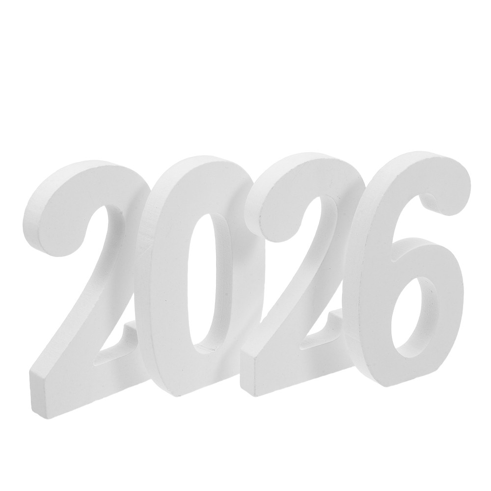 4Pcs Reusable Wooden Number Decorations White Wood Signs for Crafting and Events