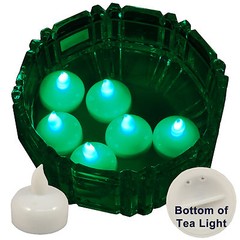 NEW 6 Green Led Floating Floral Tea Light Candle for Wedding Centerpiece Decor