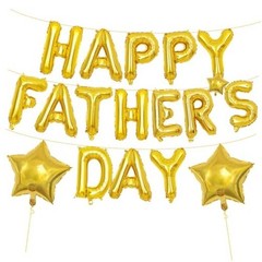 16 Inch “HAPPY FATHER’S DAY” Balloons Banner with 18 Inch Star Balloons – Gold