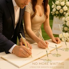 3 PCS Gold Ballpoint Pen with Stand for Wedding – Ornate Gold Plated