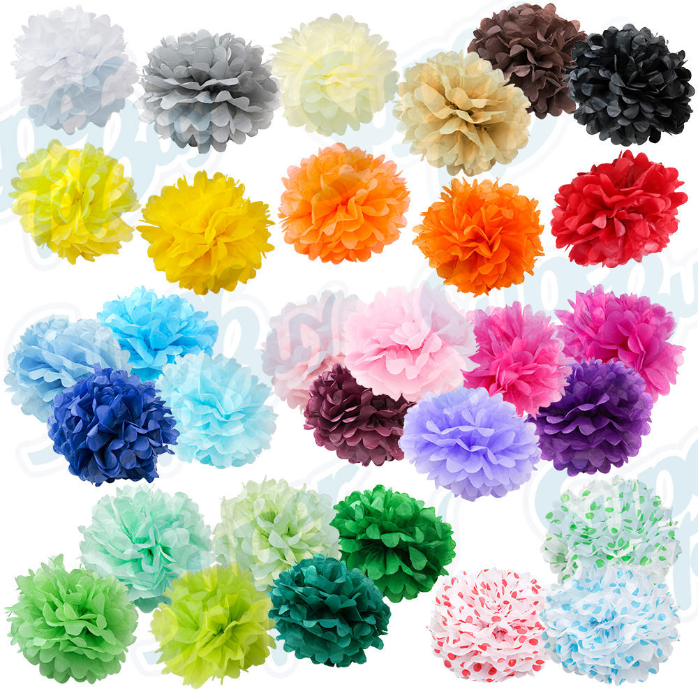 Paper Tissue Pom Poms 8″ 10″ 12″ 14″ 16″ Wedding Party Festival Flower Pompom