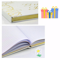 Gold Wedding Guest book and pen set