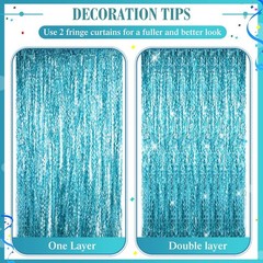 10 Pieces 3.3 x 6.6 Ft Foil Fringe Backdrop Party Wavy Tinsel Fringe Curtain …