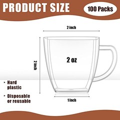 Set of 10 Transparent 2oz Hard Plastic Tea Cups with Handle – Mini Disposable