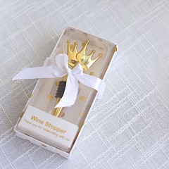 4″ Gold Crown Metal Wine Bottle Stopper Clear Gift Box Wedding Favor Party Event