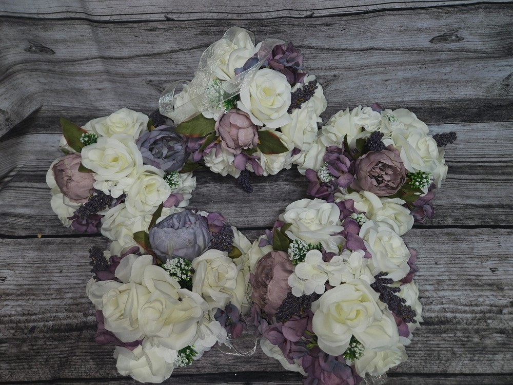 5 Wedding Table Centerpieces, Floral Reception Centerpiece,Vintage Style, Purple