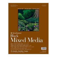 Strathmore 400 Series Mixed Media Paper, Black, Glue 11 x 14 inches, Black