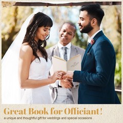 Engrowtic Wedding Officiant Book Personalized Linen Hardcover Cream, Black