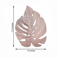 6 Metallic 18-Inch Monstera Tropical Leaf Design Vinyl PLACEMATS Decorations