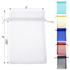 100/200pcs 3×4″ Drawstring Organza Gift Bags Wedding Party Jewelry Candy Pouches
