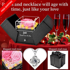 Preserved Pink Real Rose with I Love You in 100 Languages 4.33 inches,