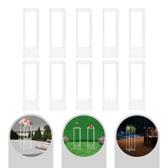 10Pcs Acrylic Clear Vase, 7.9×7.9×23.6In Rectangular Flower Display Stand,