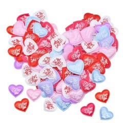 200 Pieces 1.4 Inch “I Love You” Fabric Heart Confetti Table Multicolor