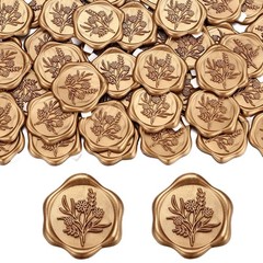 Yoption Wild Flowers Wax Seal Stickers, 50 Pack Antique Gold Wax Seal Sticker…