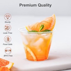 100 Pack Clear Plastic Cups – Sturdy & Food Safe – 9 oz 100.0 – Disposable